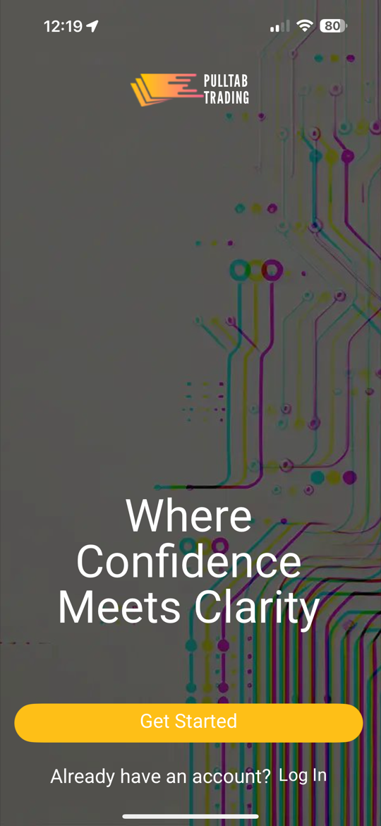 PullTab Trading app — Home screen